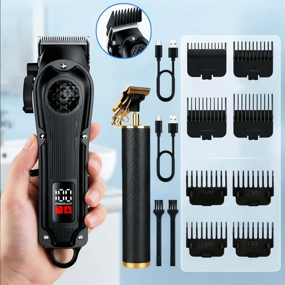 Men'S Grooming Kits - LEDディスプレイ付きプロ用バリカン、コードレス充電式トリマー＆T字型シェーバー（男性用）、脱毛ケアキット