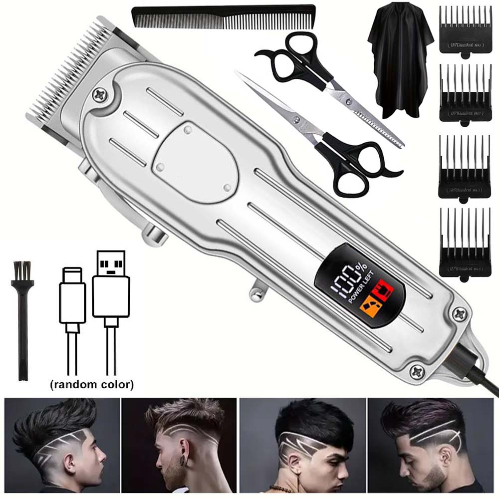 Men'S Grooming Kits - 男性用プロ仕様バリカン - コードレス理髪バリカン、ヘアカット＆グルーミング用、充電式ひげトリマー、USB充電式グルーミングキット、4種類のガイドコームとクリーニングブラシ付き