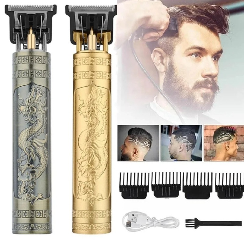 Mens Vintage Grooming Kit - T9電動ひげトリマー コードレスヘアクリッパー メンズ用 4種類のガイドコーム付き ブラシ USB-Cワイヤー