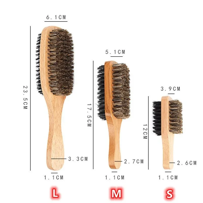 Men'S Grooming Essentials - 天然木製ハンドルと毛が付いたひげブラシ、男性のグルーミングとスタイリングに最適