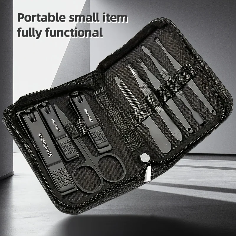 Men'S Grooming Tool - 9点入りマニキュアセット、ペディキュアツールセット、ネイルグルーミングキット（女性用、男性用）、ネイルマニキュアキット、フット＆ハンドケアキット