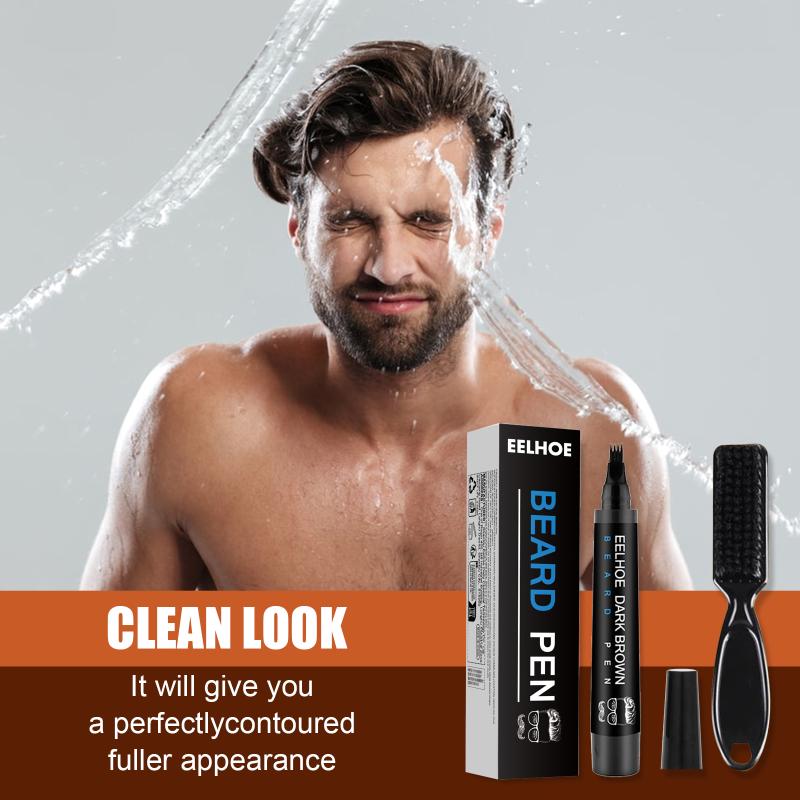 Men'S Grooming Aftershave - 4ヘッドひげフィラーペンキット、防水ペンシル（ブラシ付き）、男性用ひげ補修、口ひげの染色、毎日のグルーミング用