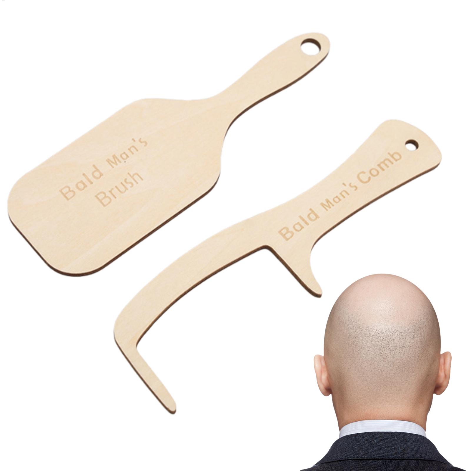 Men'S Grooming Tool - 2個入り 面白いハゲ男性用グルーミングツール ノベルティハゲ男性用ヘアコーム ヘアブラシ バッファーヘッド ポリッシュシャイナー