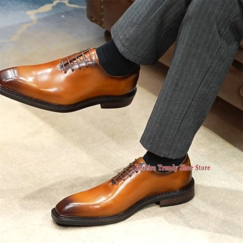 メンズビジネスドレスシューズスクエアトゥ本革手作りオックスフ - Men'S Grooming Oxford のレビューと価格