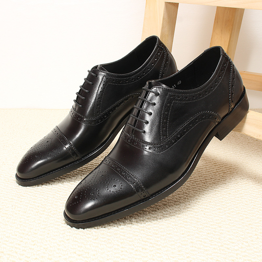 手作りフルグレインレザーブローグフォーマルドレスシューズ メ - Men'S Grooming Oxford のレビューと価格
