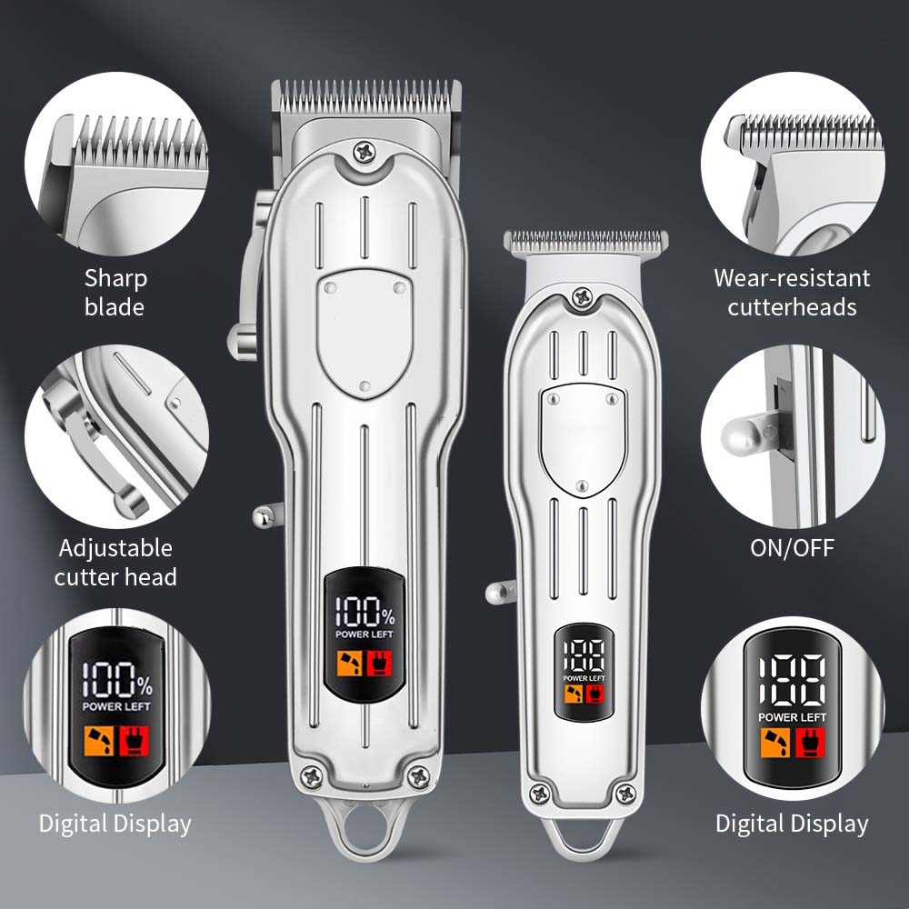 LCDディスプレイ付きプロフェッショナルヘアクリッパーセット - Men'S Grooming Kits のレビューと価格