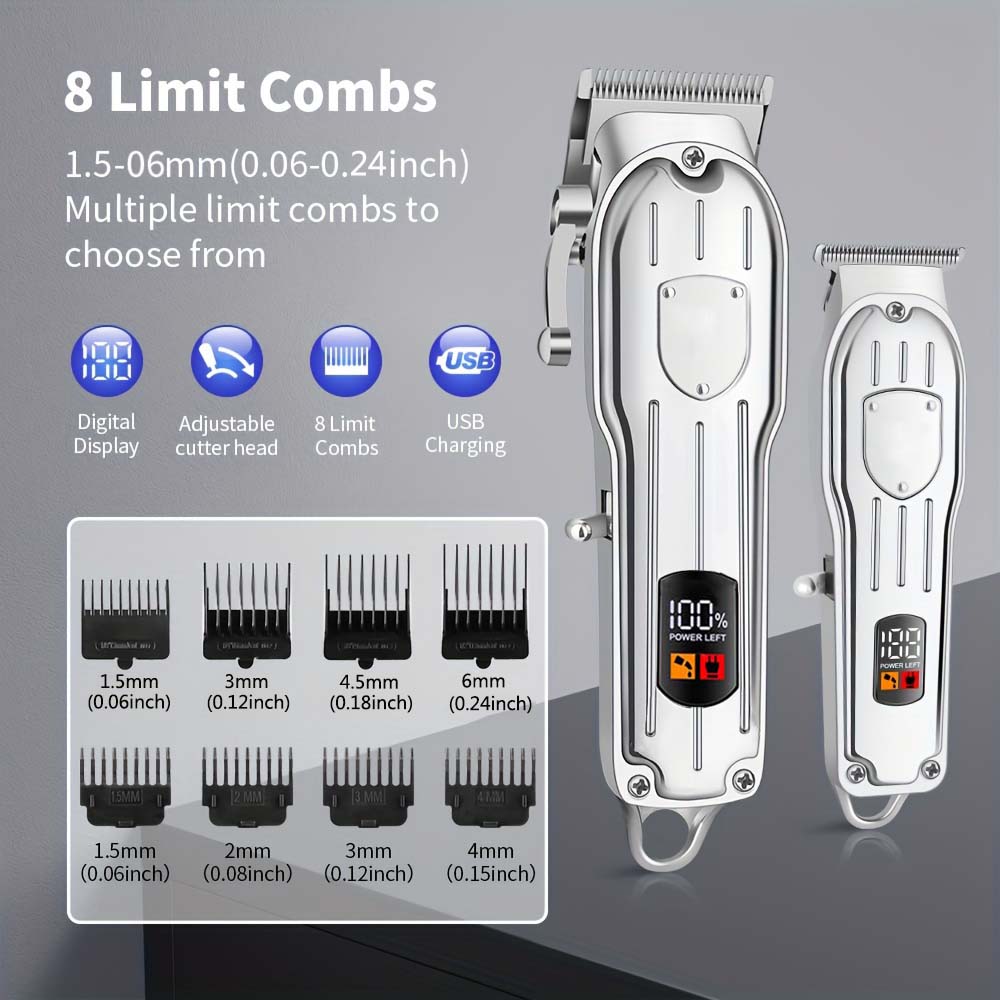LCDディスプレイ付きプロフェッショナルヘアクリッパーセット - Men'S Grooming Kits のレビューと価格