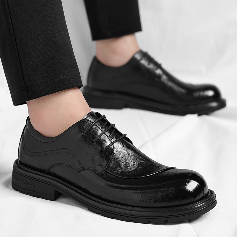 ブラウンの艶出し本革レースアップチャンキーソールフォーマルビ - Men'S Grooming Oxford のレビューと価格