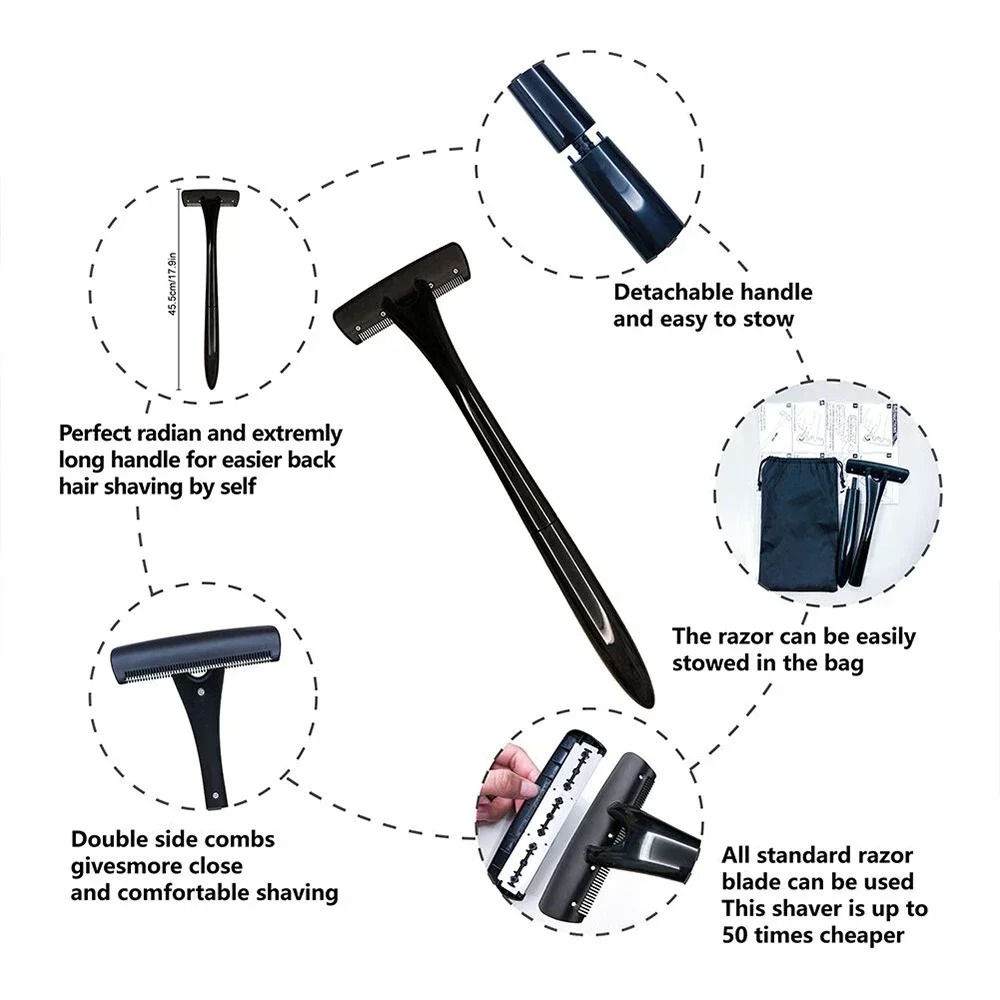 男性用ロングハンドル背中シェーバー、延長ハンドル付き全身脱毛 - Men'S Grooming Tool のレビューと価格
